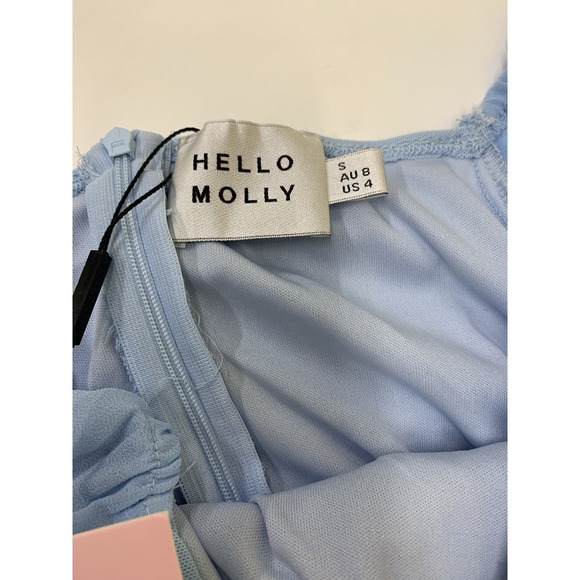 Hello Molly Tangy Bellini Ruched Blue Mini Dress Size S Long Sleeve - Picture 4 of 7